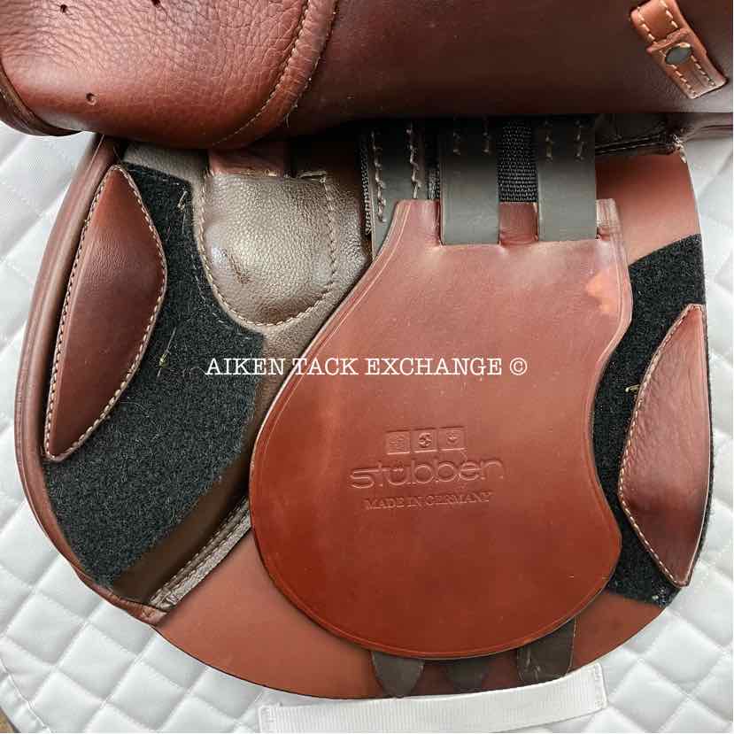 **SOLD** 2018 Stubben Redwood Ascend Close Contact Jump Saddle, 16.5" Seat, 32cm Tree - Wide, Wool Flocked Panels