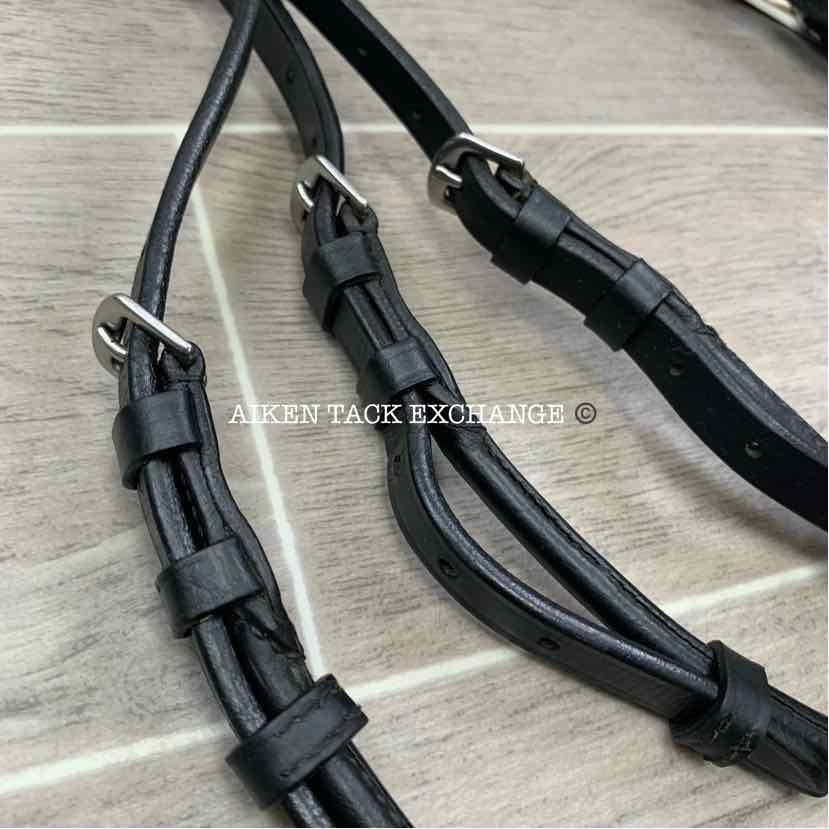 Halter Ego Rolled Leather Snaffle Bridle, No Reins, Missing Flash Strap, Oversiz