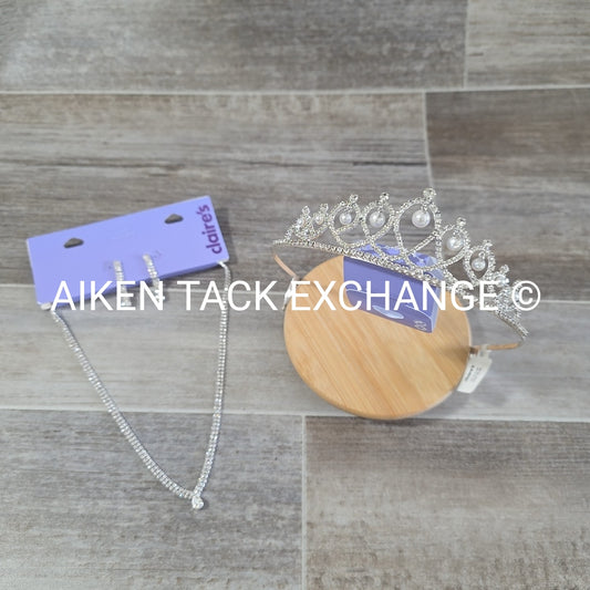 Claire's Bundle - 1 Tiara, 1 Set of Earrings, 1 Necklace