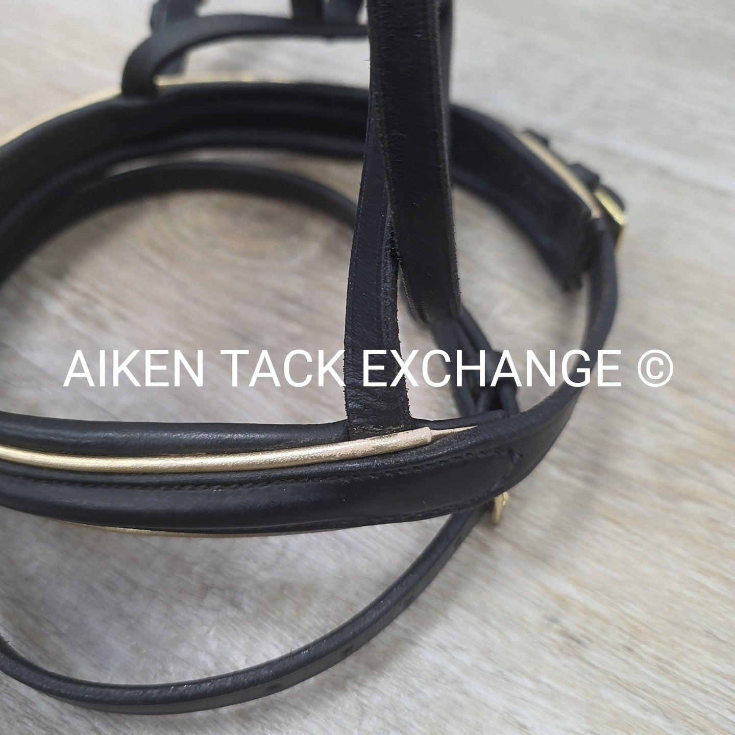 Rhinegold Flash Dressage Bridle with Matching Rubber Reins, Black with Gold, Siz