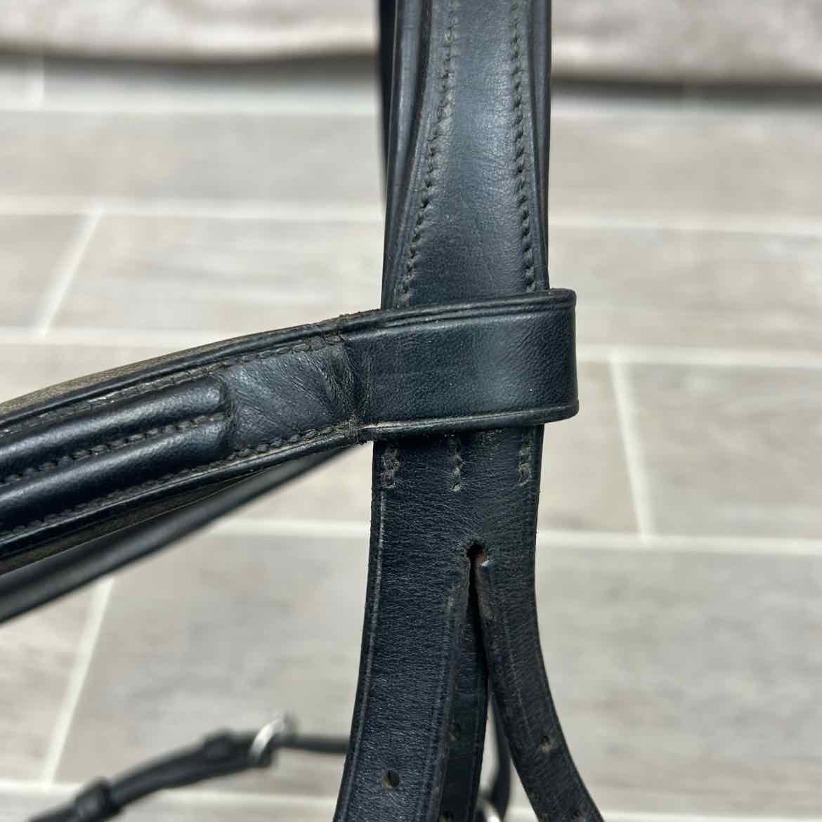 Vespucci Double Raised Dressage Bridle with Reins, Missing Flash, Black, Size Fu