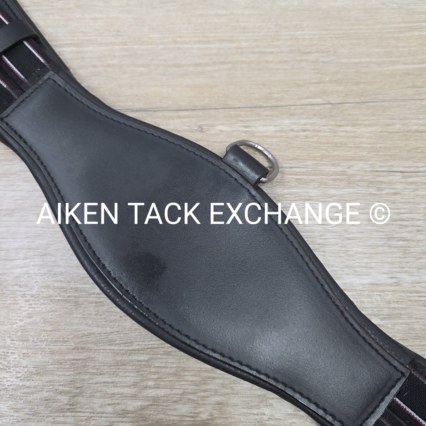Padded Leather Contour Dressage Girth with Double End Elastic, Black, 22"