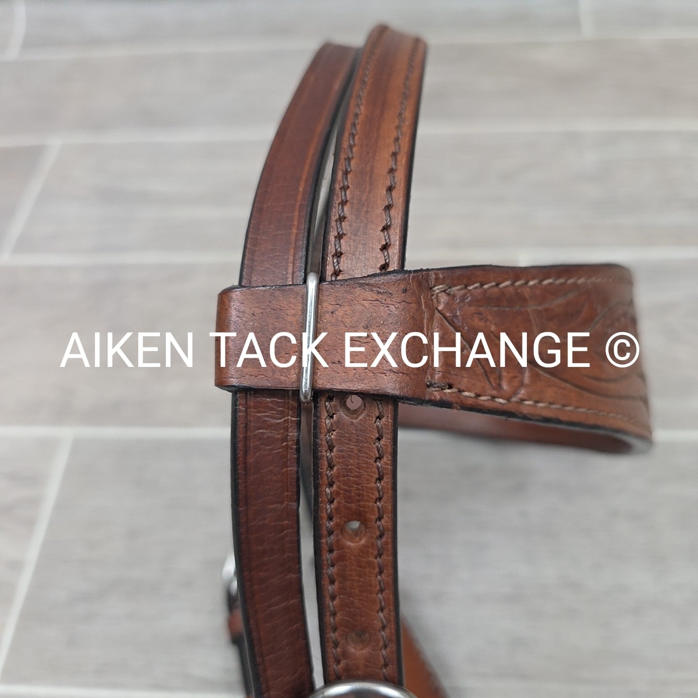 Tooled Leather Western Bridle, Size Draft