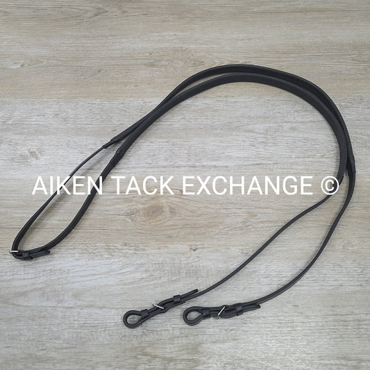 KL Select Black Oak Rubber Reins, Black, 54"