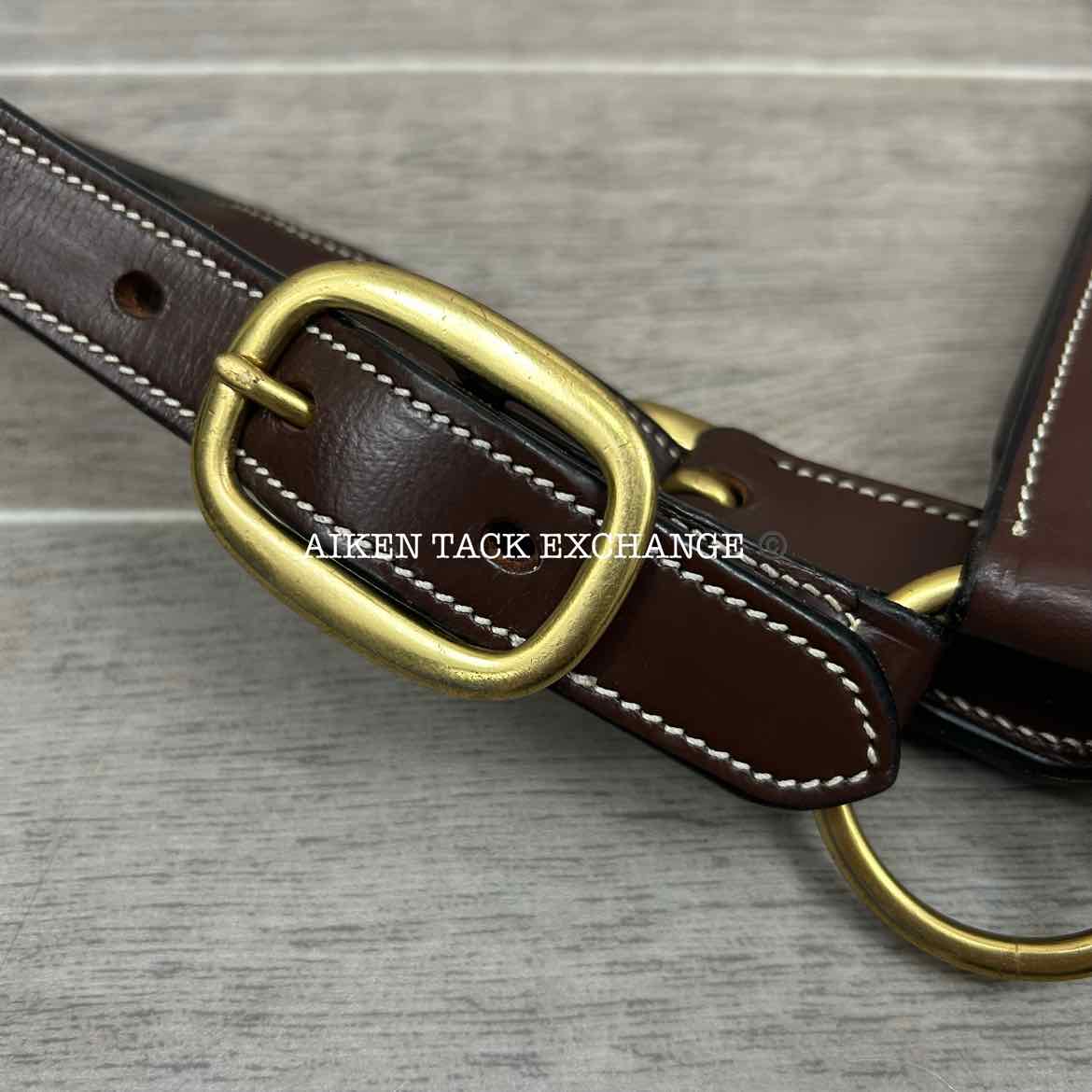 KL Select Black Oak Willow Padded Leather Halter, Brown/Brass, Oversize