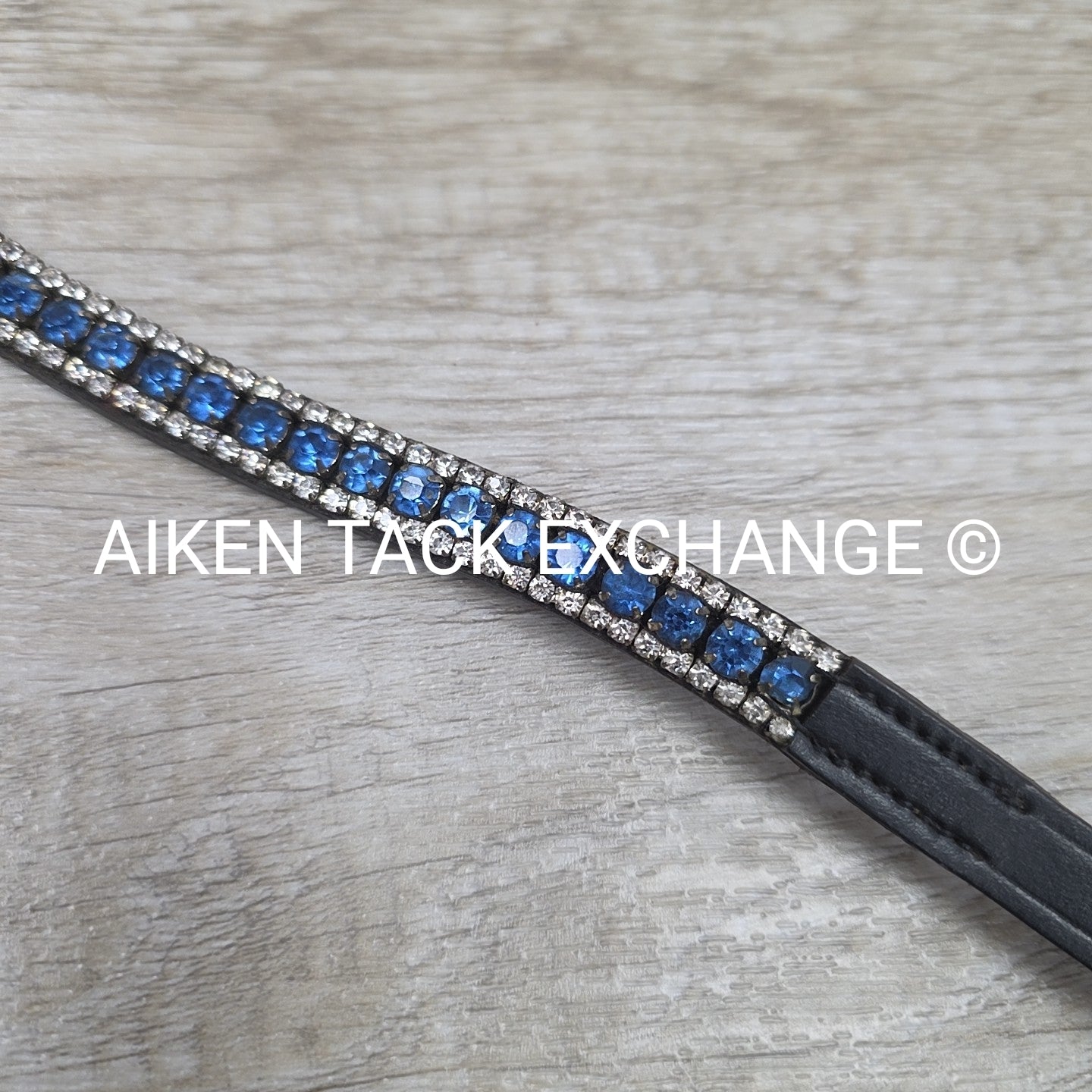 Curved Bling Browband, Black, Size Full