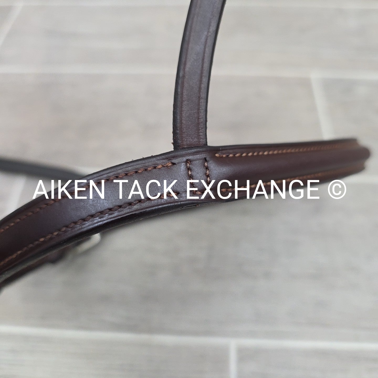 Fancy Stitched Noseband, Brown, Size Full