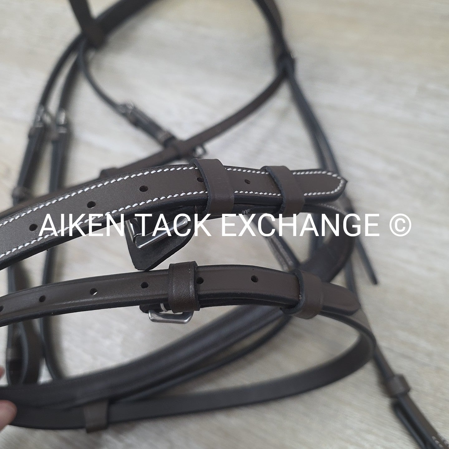 HDR Pro Mono Crown Flash Bridle with Rubber Reins, Havana, Size Full/Horse