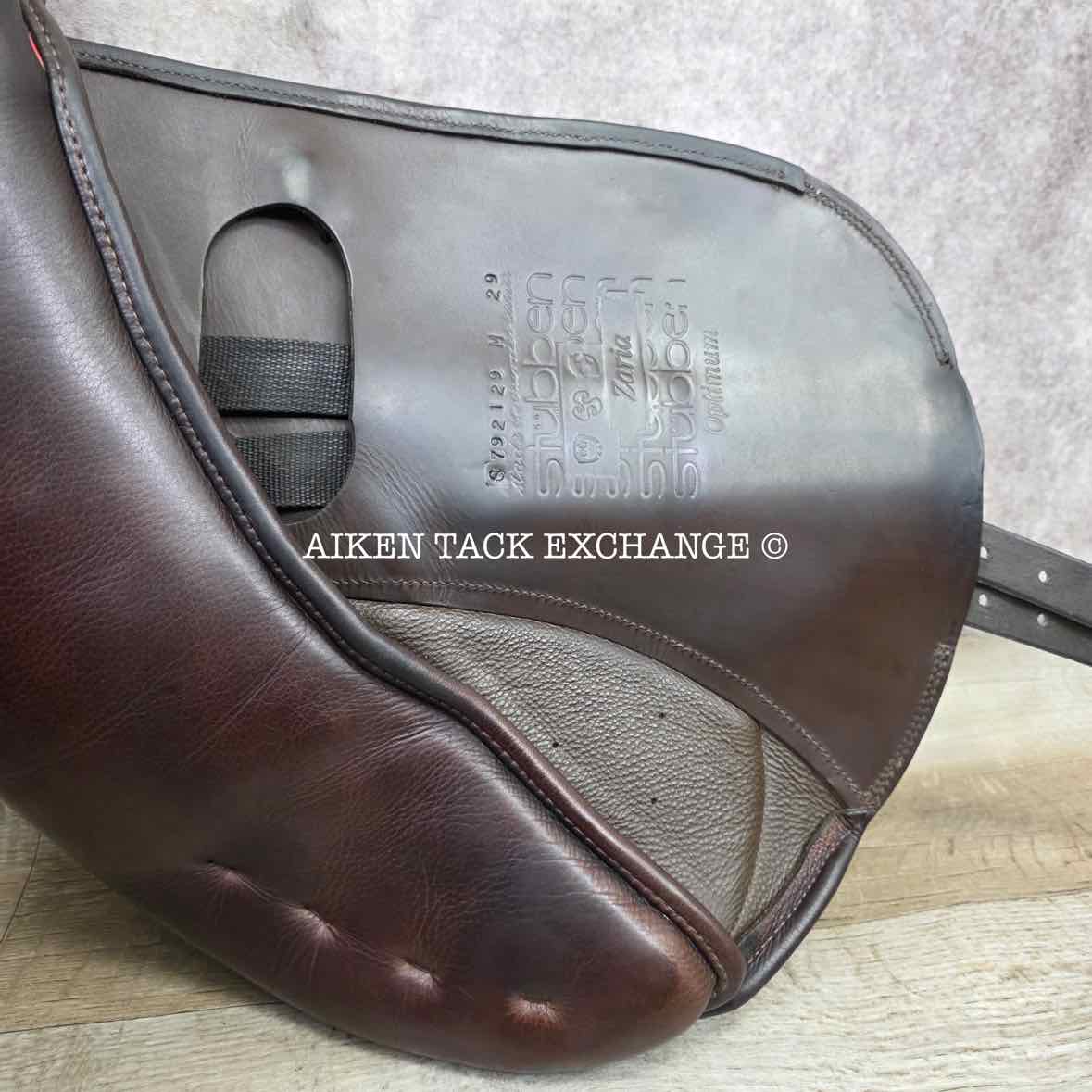 **SOLD** 2017 Stubben Zaria Optimum Deluxe Monoflap Jump Saddle, 17.5" Seat, 29cm - Medium, Wool Flocked Panels