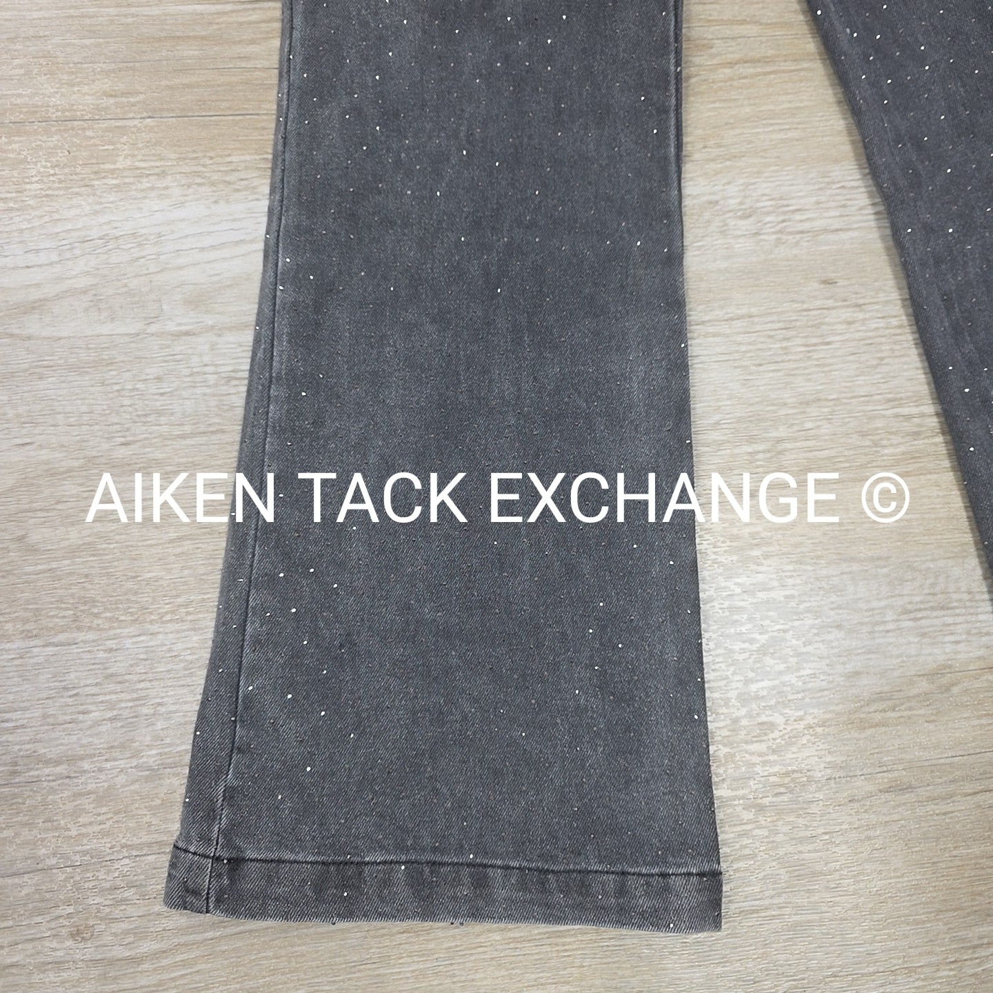 Skies Are Blue Elastic Waist Wide Leg Rhinestone Jeans, Women's Small