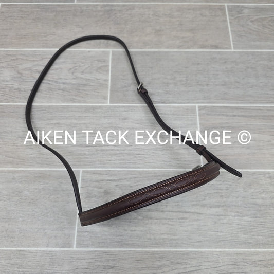 Fancy Stitched Noseband, Brown, Size Full