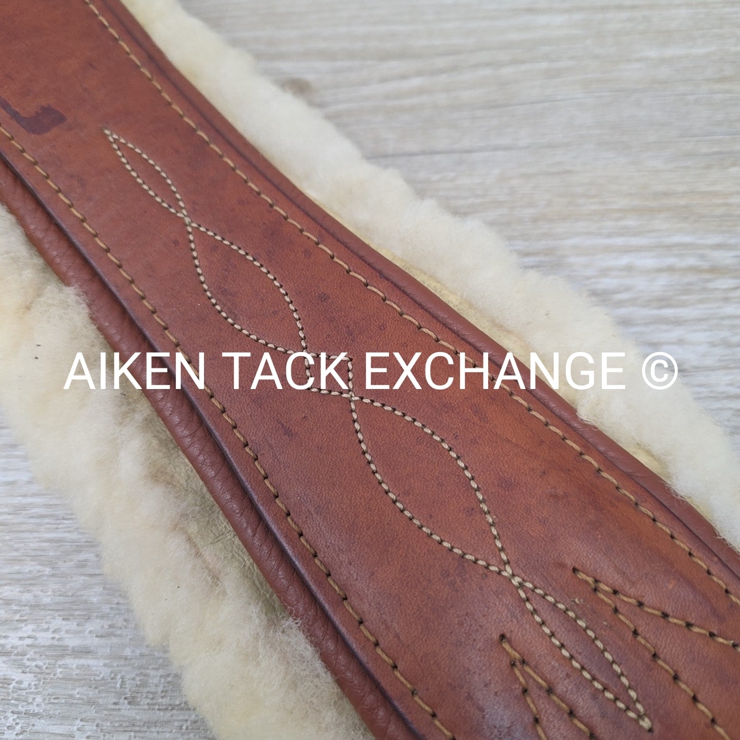 Edgewood Fancy Stitch Velcro Sheepskin Girth with Single End Elastic, Brown, 48"