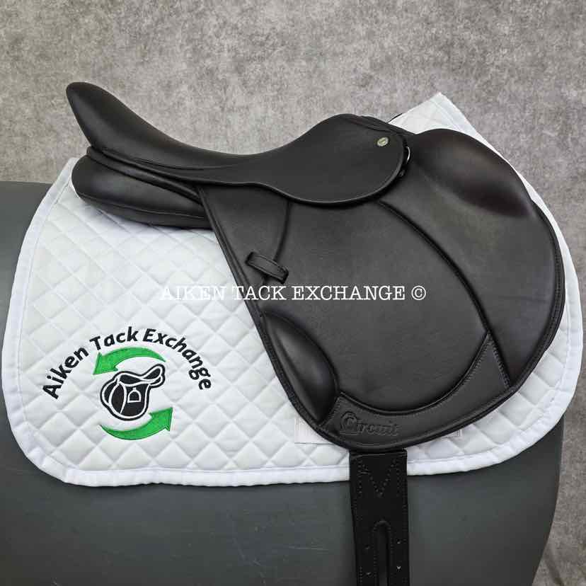 2022 Circuit by Dover Saddlery Premier Monoflap Jump Saddle, 17" Seat, Medium Wide Tree, Wool Flocked Panels
