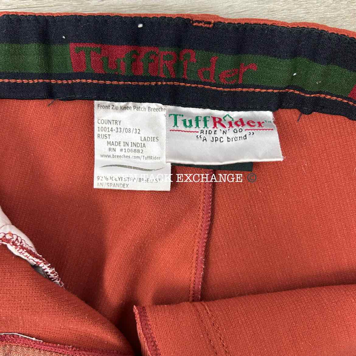 TuffRider Ribbed Knee Patch Breeches, Size 32
