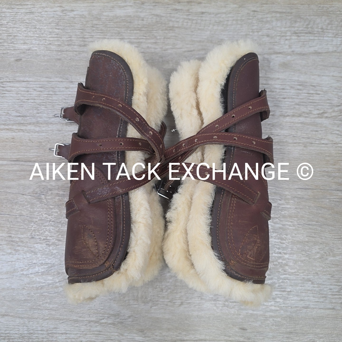 Dover Saddlery Leather Open Front Sheepskin Lined Boots, Size Medium