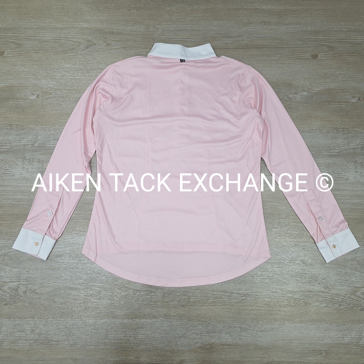 Espoir Stripes in Rose Pleated Long Sleeve Show Shirt, Women's Large