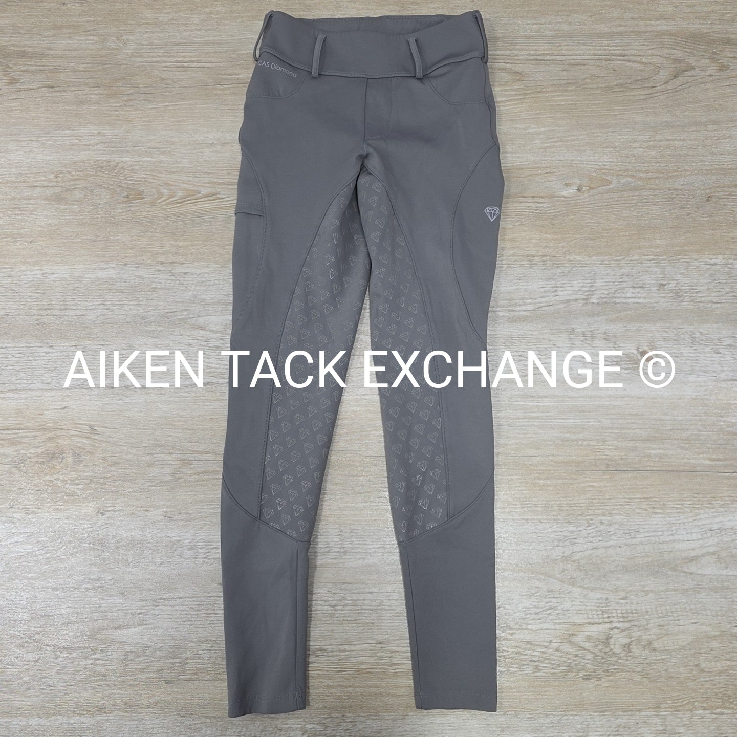 CAS Diamond Silicone Full Seat Compression Breeches, Grey, Size Small