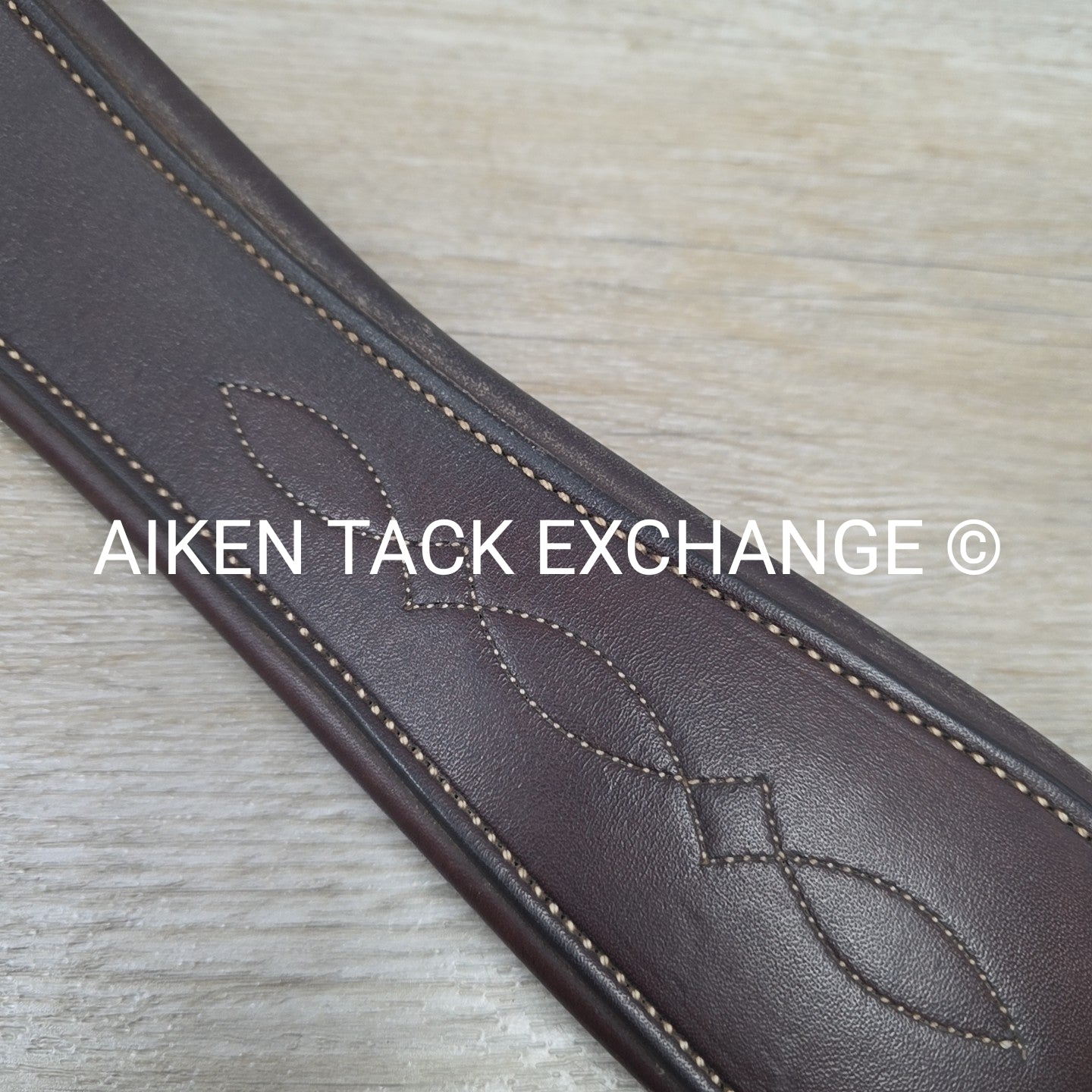 SmartPak Fancy Stitch Girth with Elastic on One Side, Brown, 48"