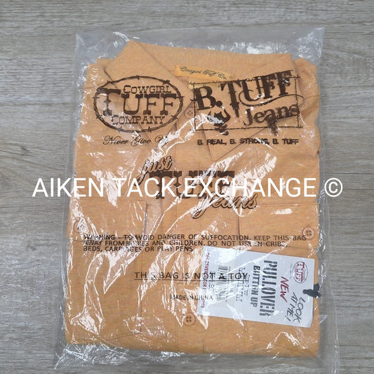 Cowgirl Tuff Sport Jersey Pullover Button Up Shirt, Heather Gold, Women's Medium