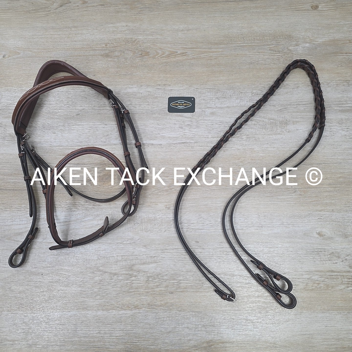 HDR Pro Mono Crown Fancy Stitch Padded Bridle with Reins, Brown, Oversize