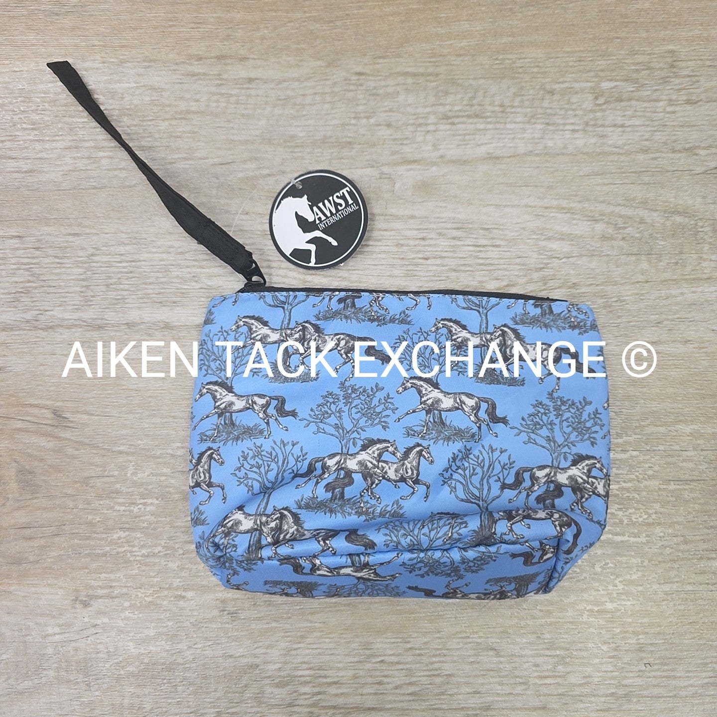 AWST Int'l Lila Blue Toile Accessory Bag with Wristlet