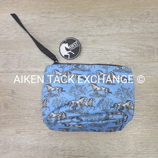 AWST Int'l Lila Blue Toile Accessory Bag with Wristlet