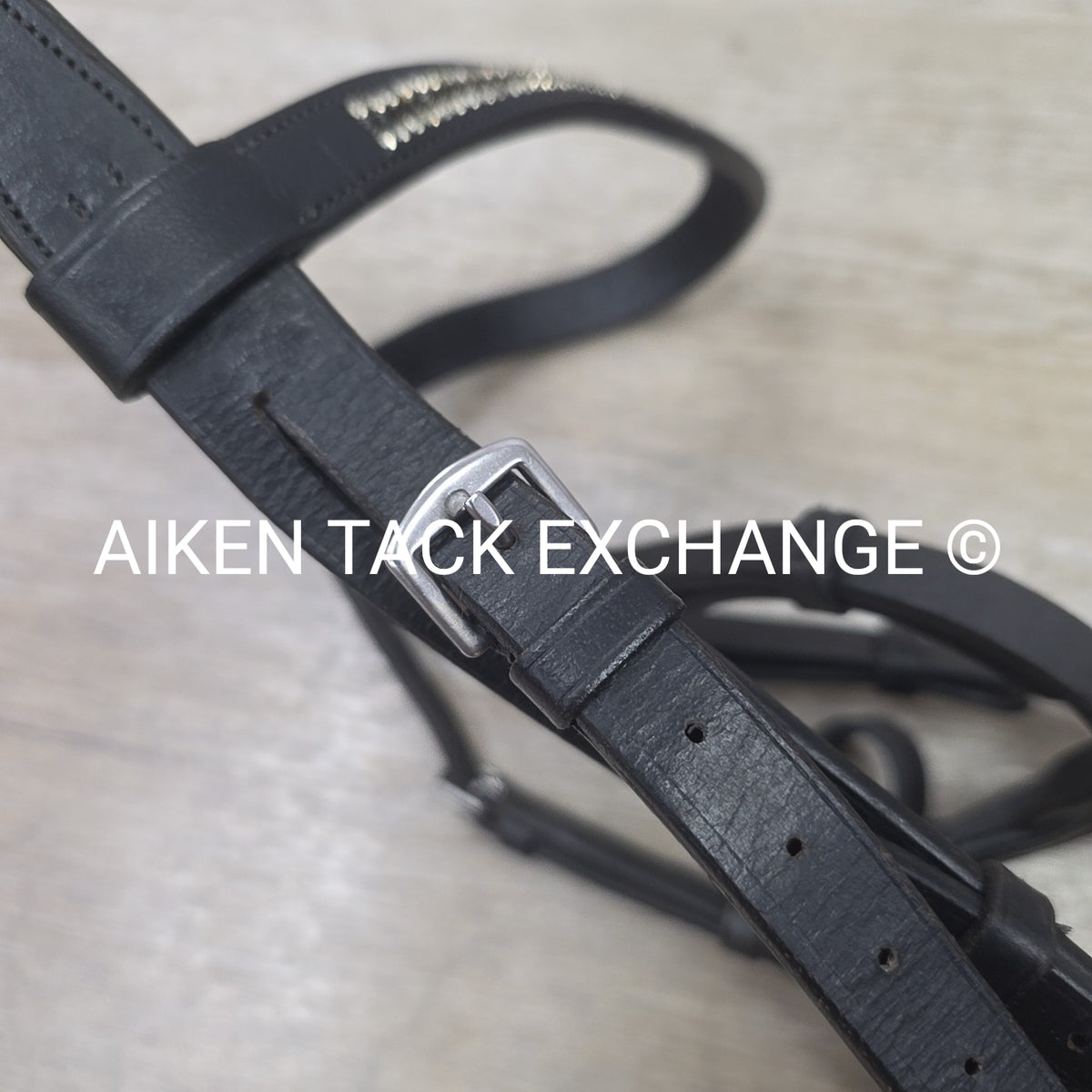 Ovation Dressage Bridle, Missing Flash Strap, with Cotton Web Reins, Black, Full