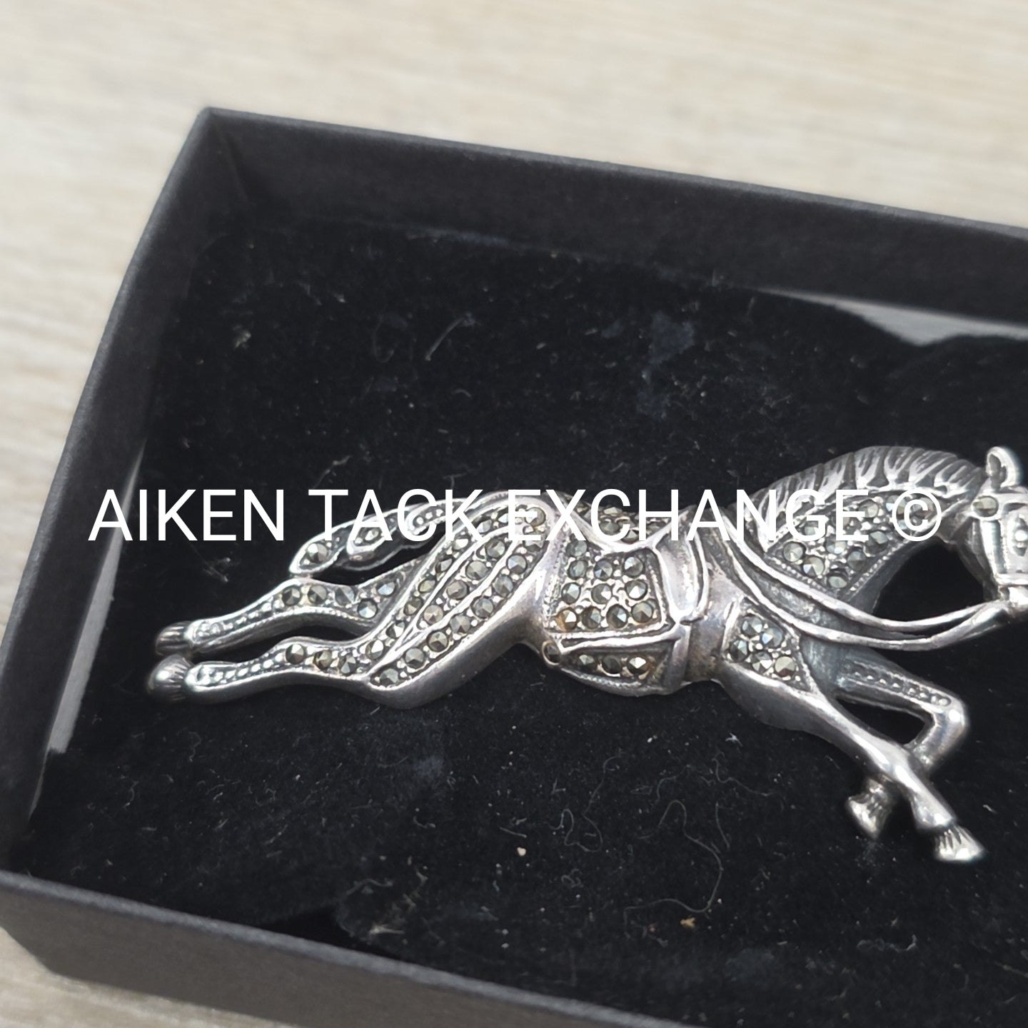 Marcasite & Sterling Silver Running Horse Broach