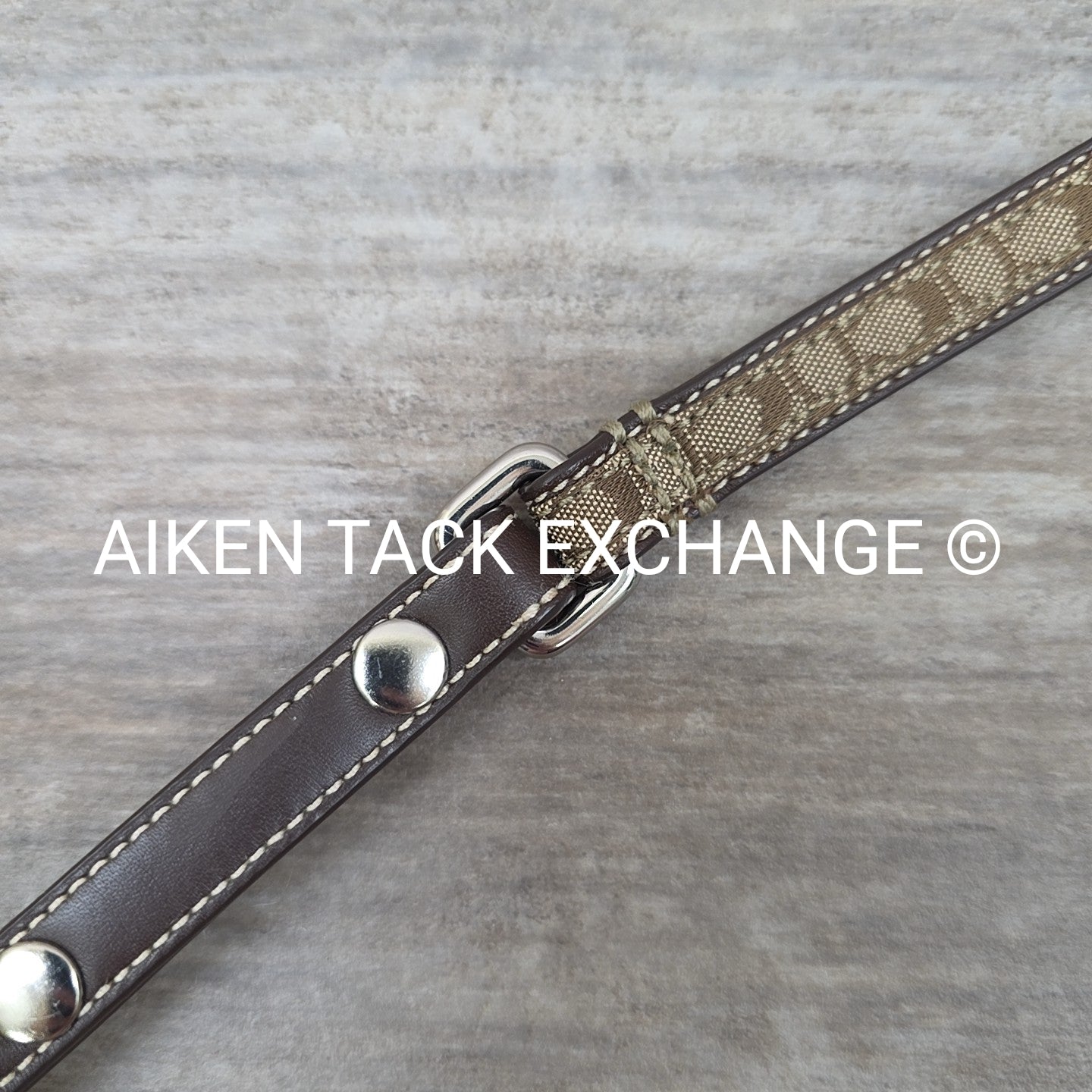Coach Canvas Dog Collar w/ Matching Leash, Size Small