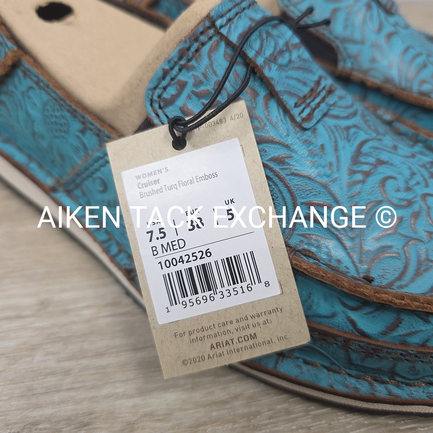 Ariat Brushed Turquoise Floral Embossed Cruisers, Brand New, Size 7.5