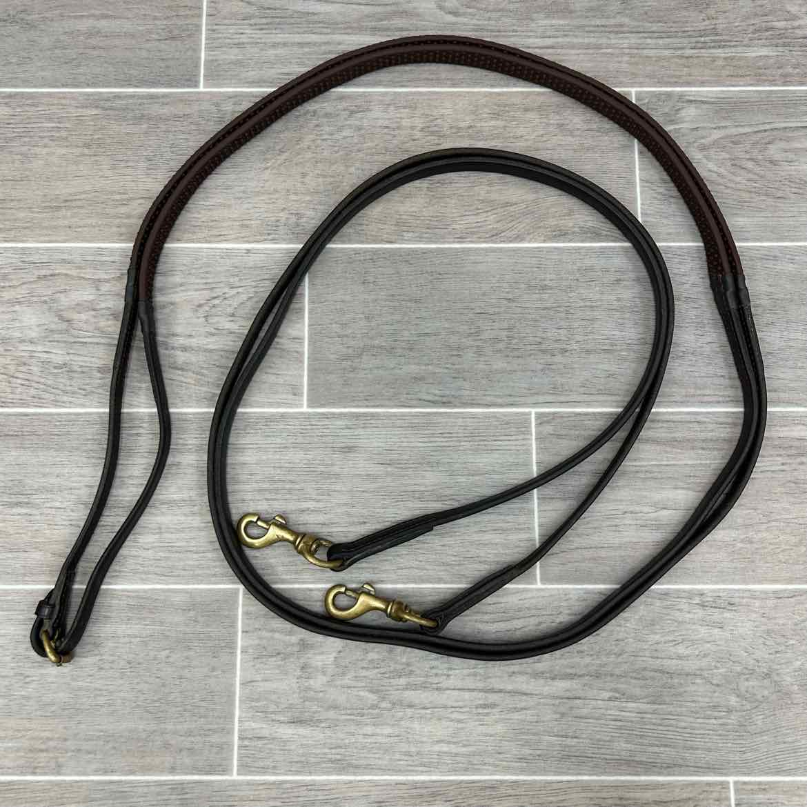 Nunn Finer Soft Grip Draw Reins with Snaps, Brown
