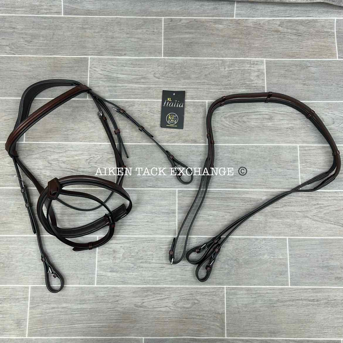 KL Select KL Italia Burghley Bridle with Reins, Brown, Size Full