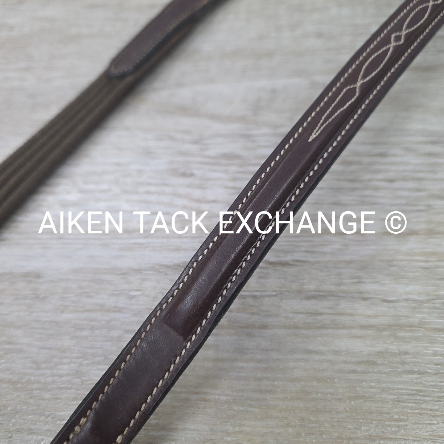 Dy'on Fancy Stitched Cotton Web Reins, Brown, Size Full