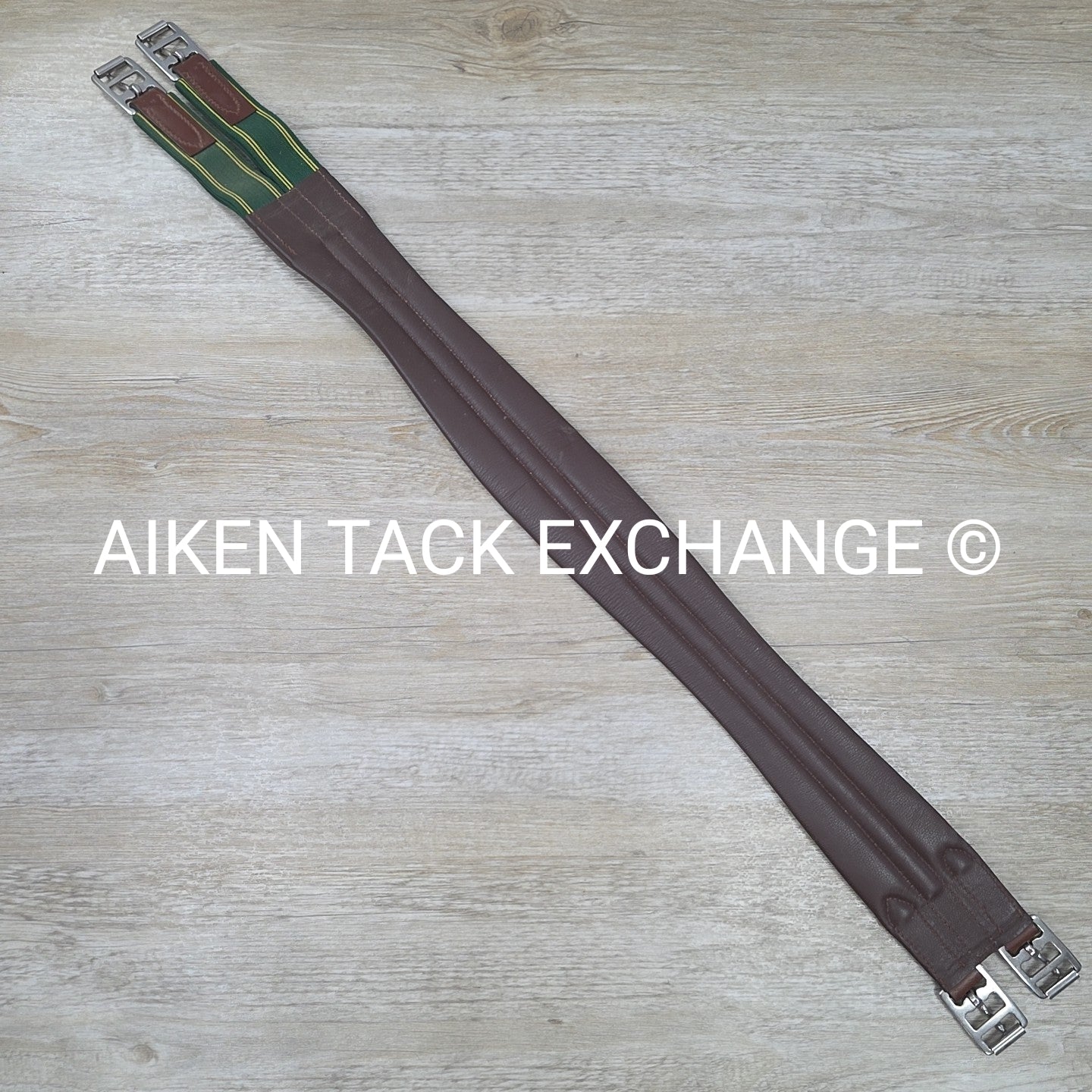 Leather Girth with Single End Elastic, Brown, 38"