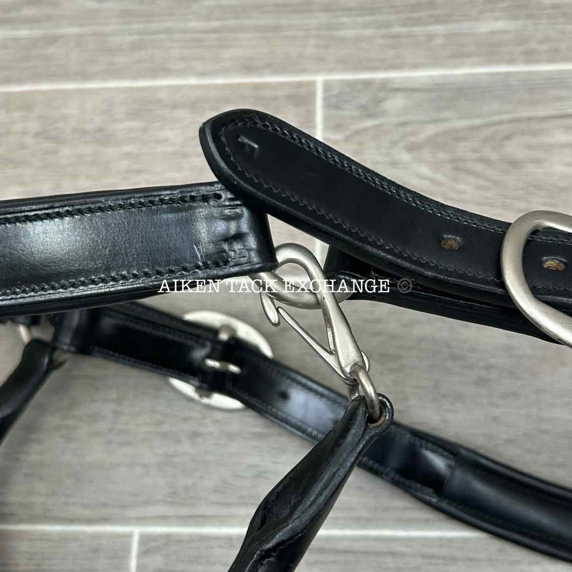 KL Select Red Barn Padded Leather Halter, Black/Nickel, Size Full