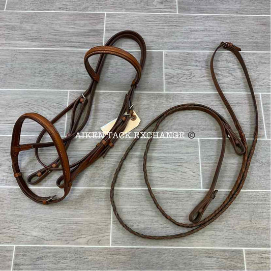 Courbette Square Raised Bridle w/ Matching Reins, Size Full (Need Conditioning)