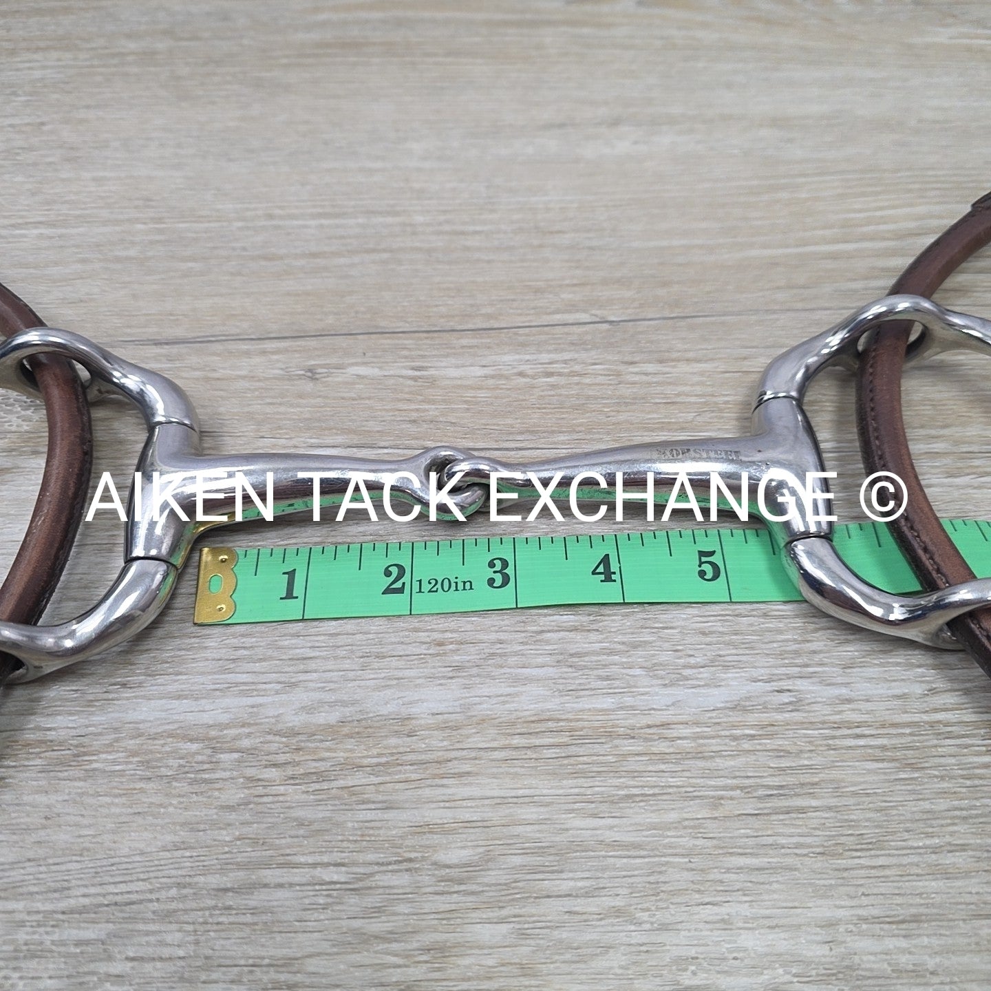Korsteel Single Joint Eggbutt Gag Bit with Leather Cheek Pieces 5.5"