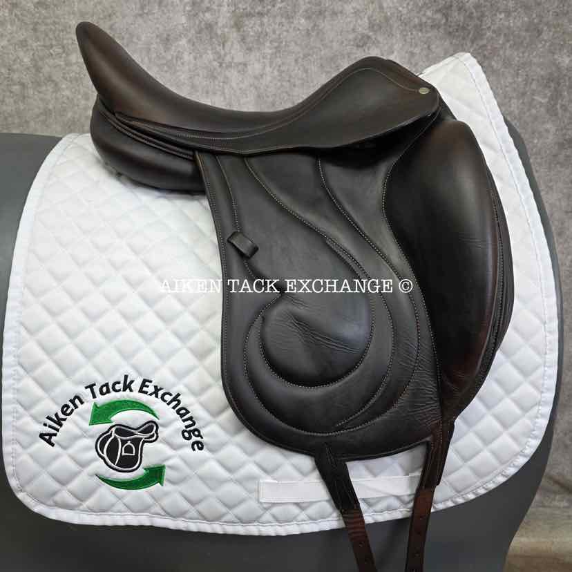 **SOLD** 2003 Antares Cadence Monoflap Dressage Saddle, 17.5" Seat, 2D Flap, MW/W Tree, Foam Panels, Full Buffalo Leather
