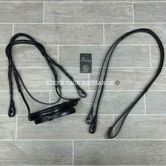 KL Select Red Barn Capriole Dressage Bridle with Reins, Size Full