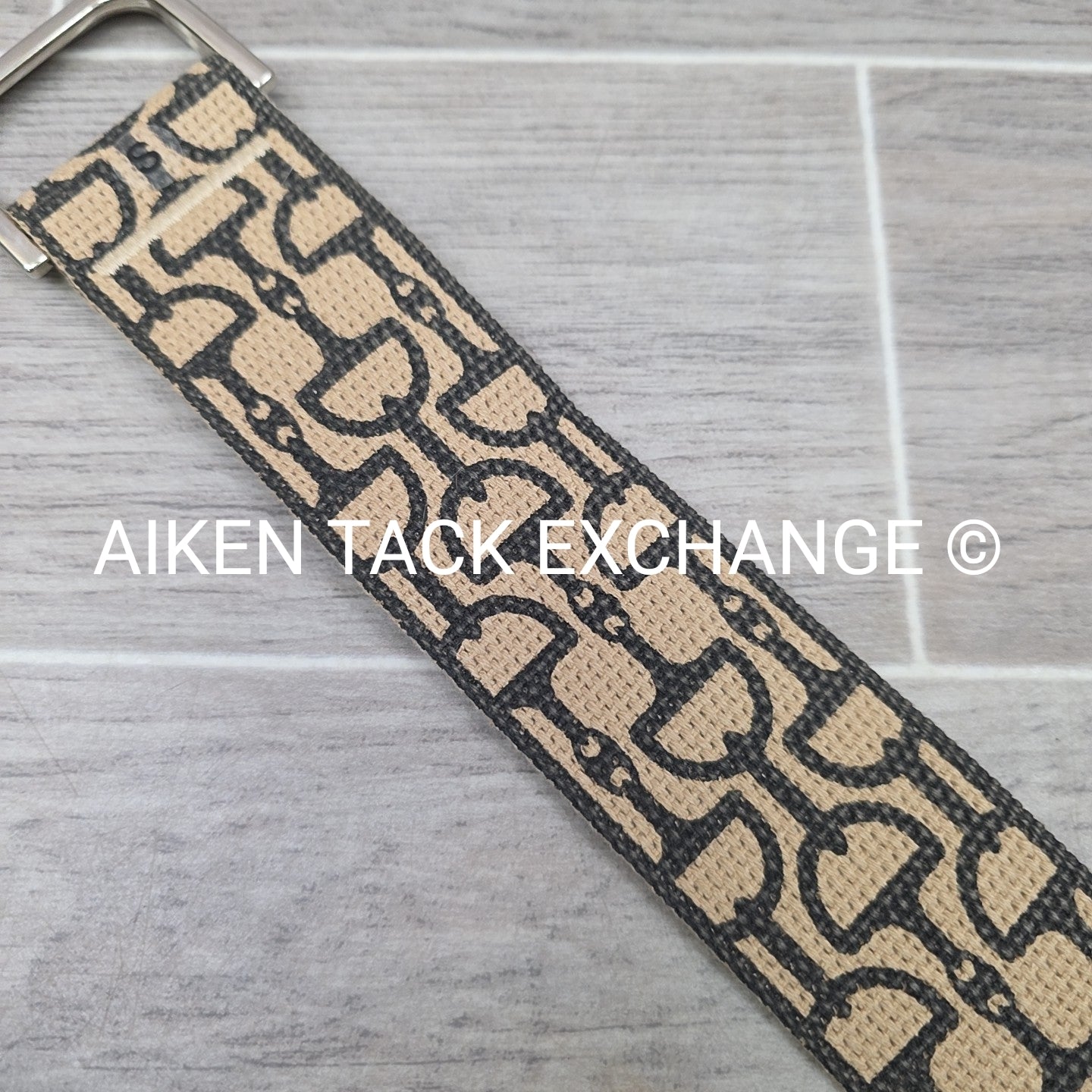 Bit Pattern Wide Cloth Belt, Size Small