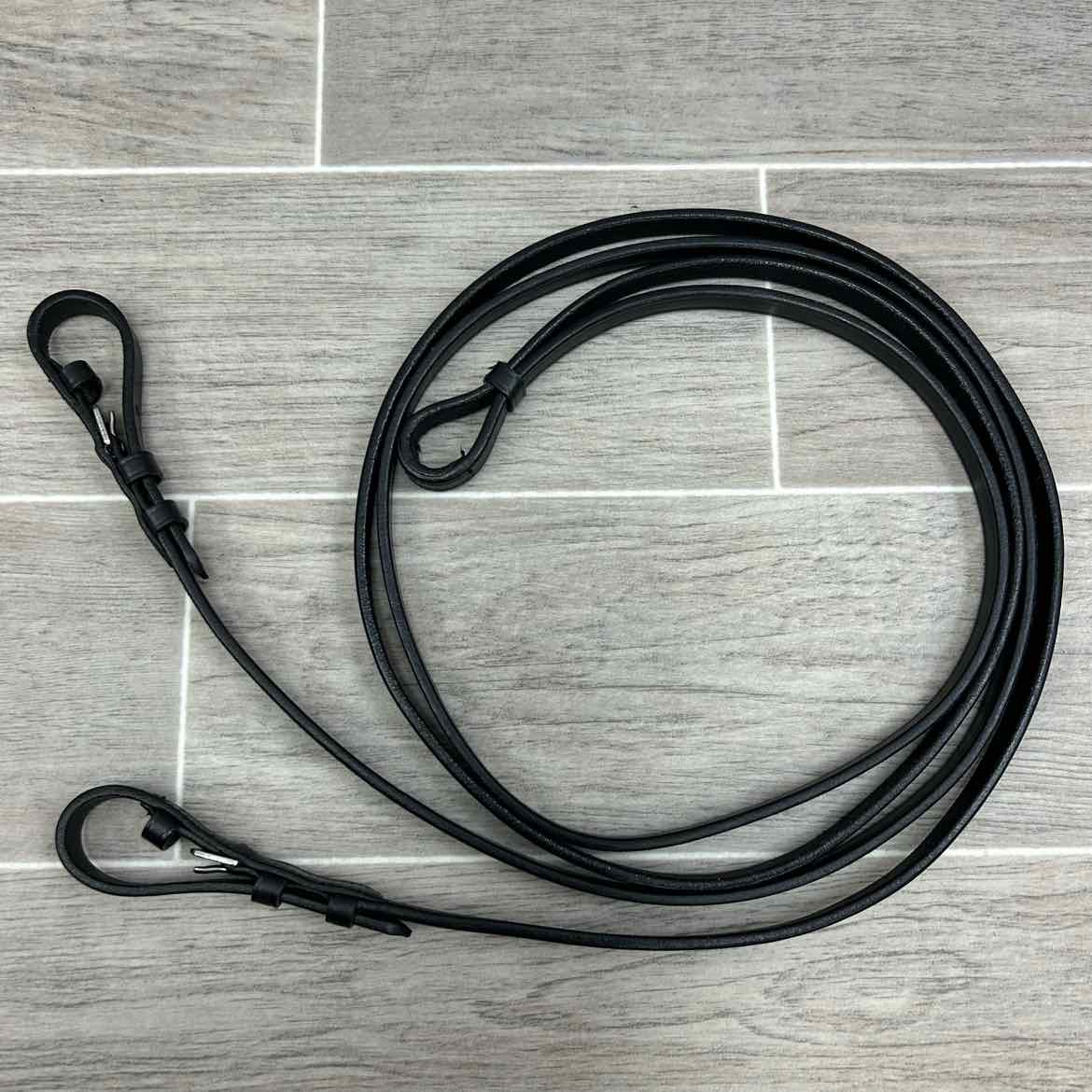 Waldhausen X-Line Leather Double Bridle Curb Rein, Black, 57", Brand New