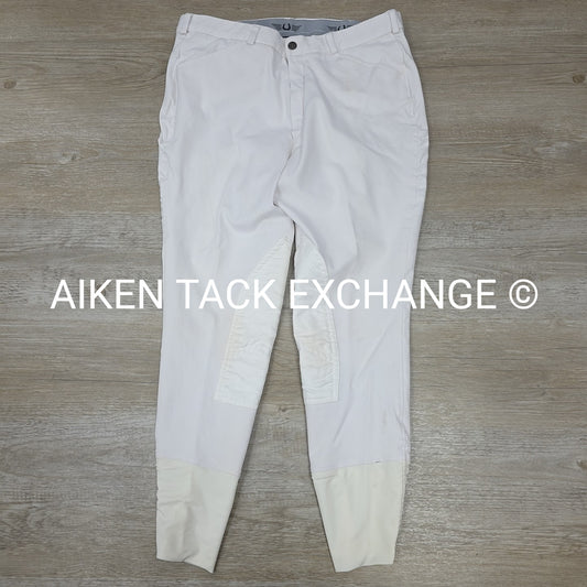 TuffRider Front Zip Cotton Knee Patch Breeches, Men's 34