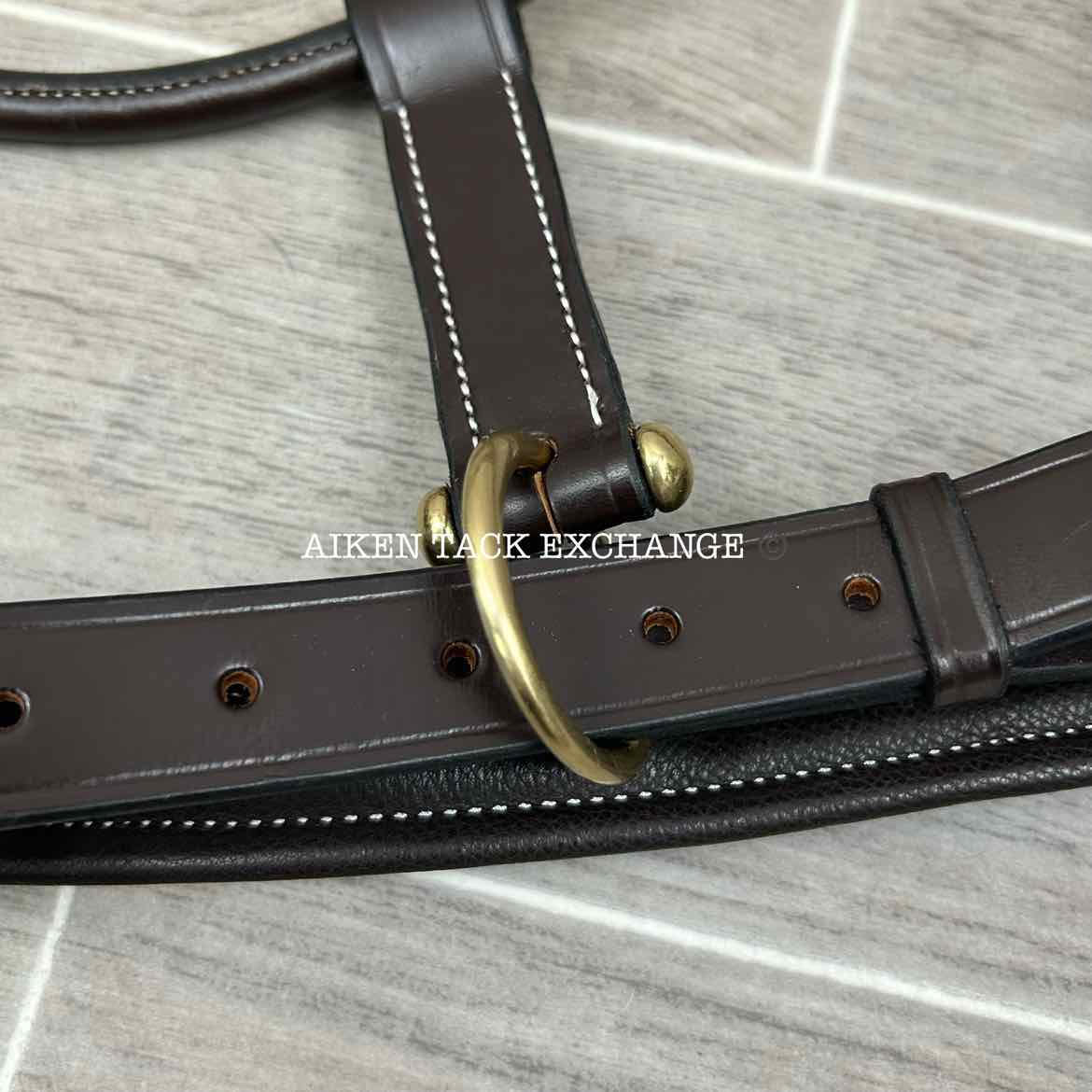 KL Select Black Oak Willow Padded Leather Halter, Brown/Brass, Size Pony