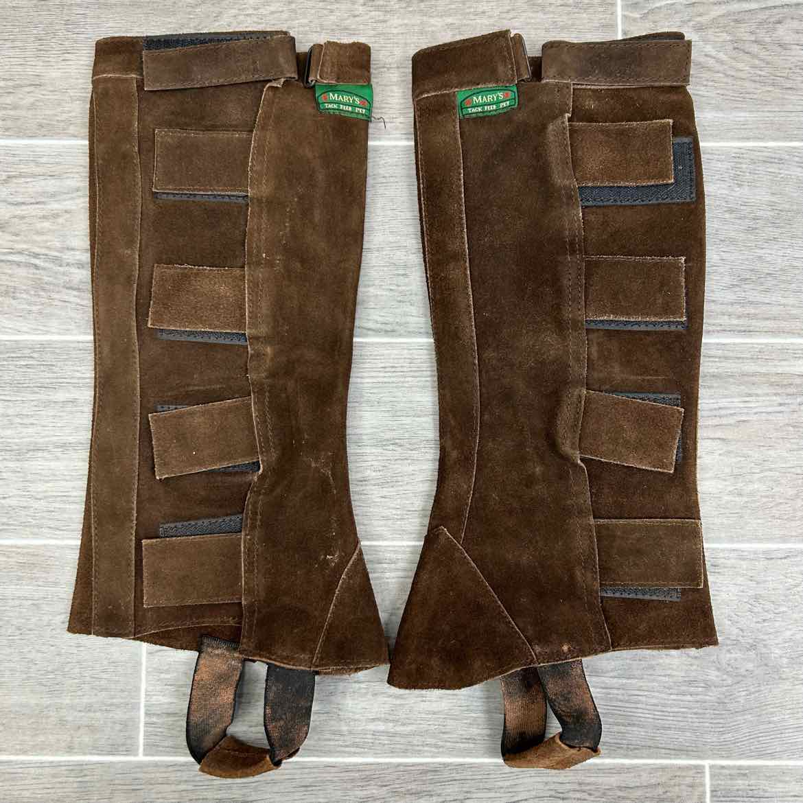 Mary's Tack & Feed Suede Half Chaps, Brown, Size Small
