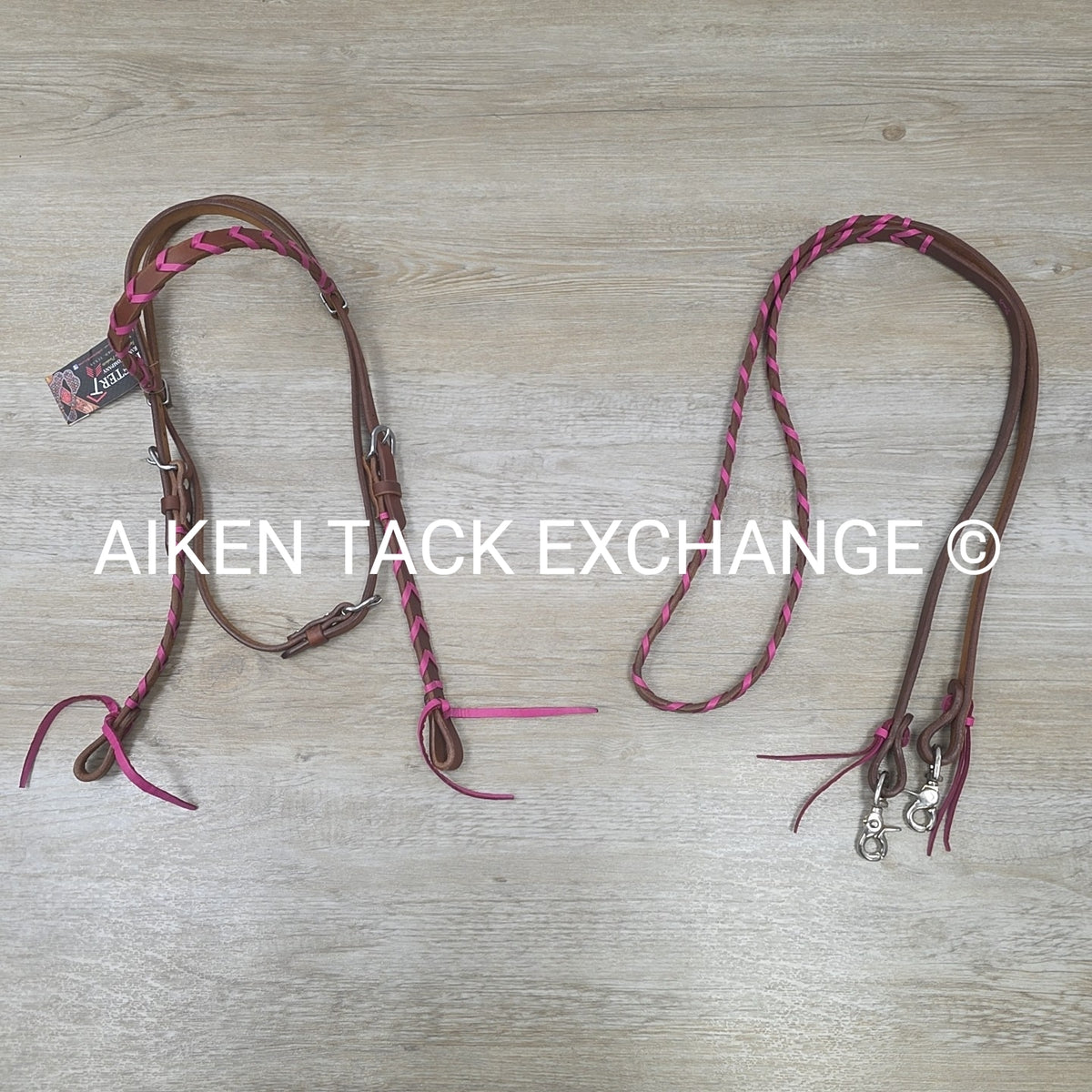 Pink Rafters Rafter T Ranch Company Pink Plaited Browband Headstall with Matching ...