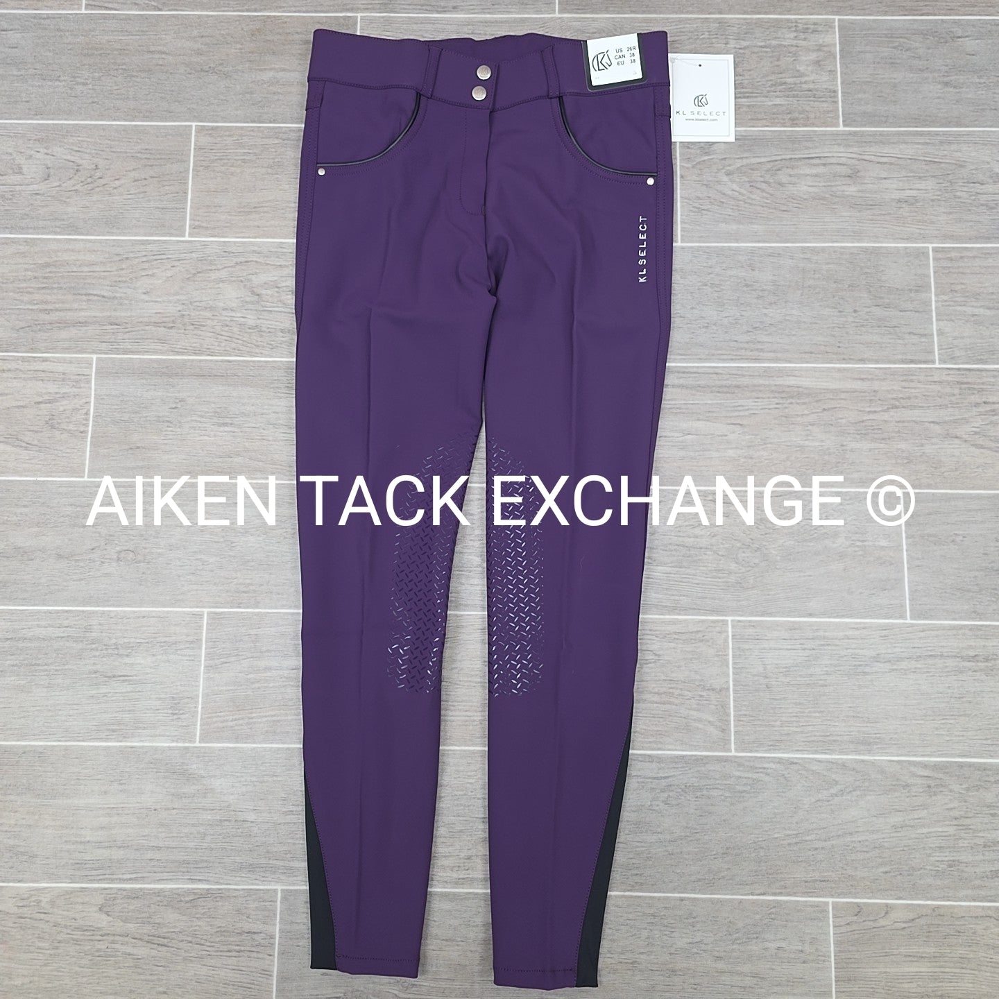 KL Select Gabrielle Knee Patch Breeches, Purple, Women's Size 26R