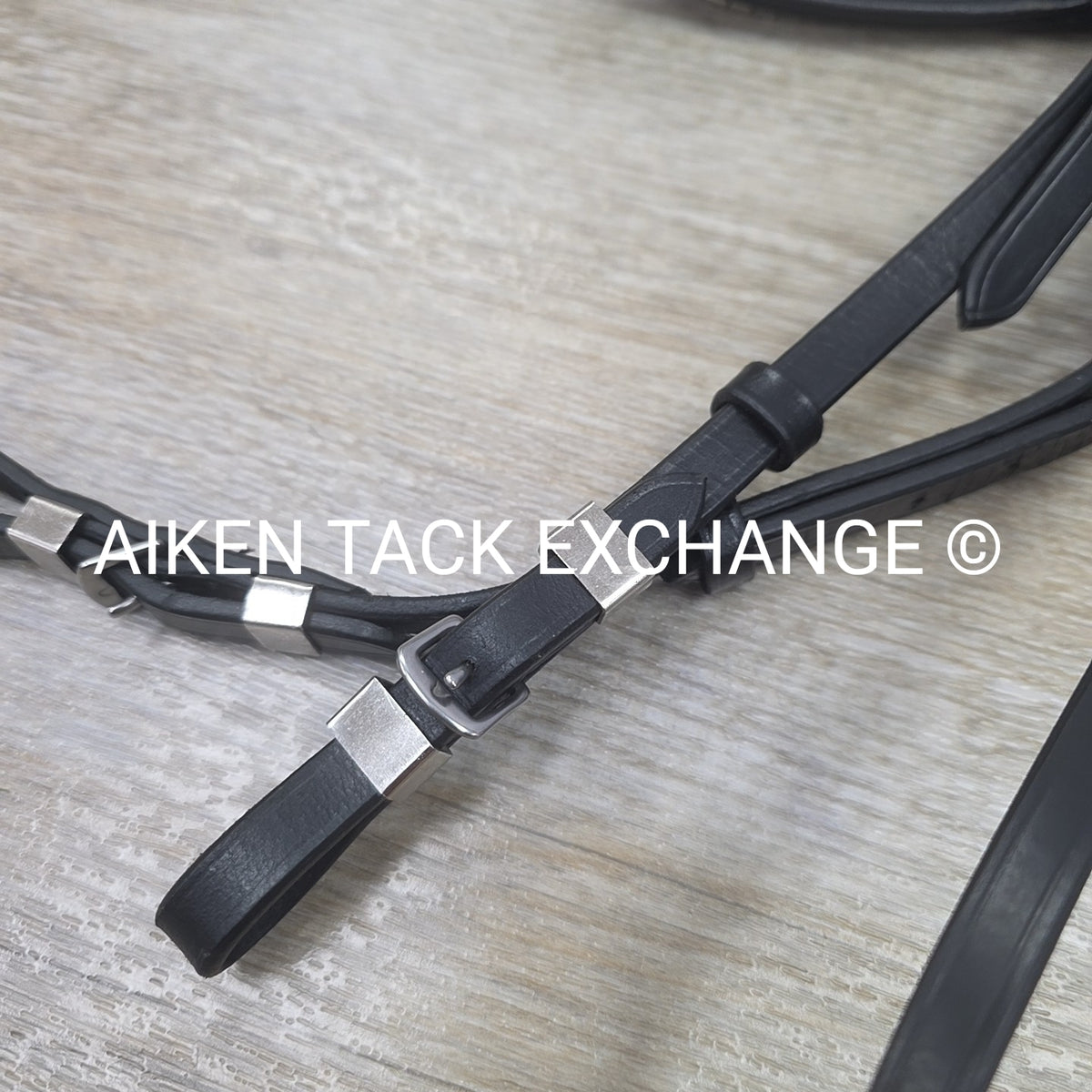 Leather Bridle, No Noseband, with Matching Cotton Web Reins, Black, Oversize