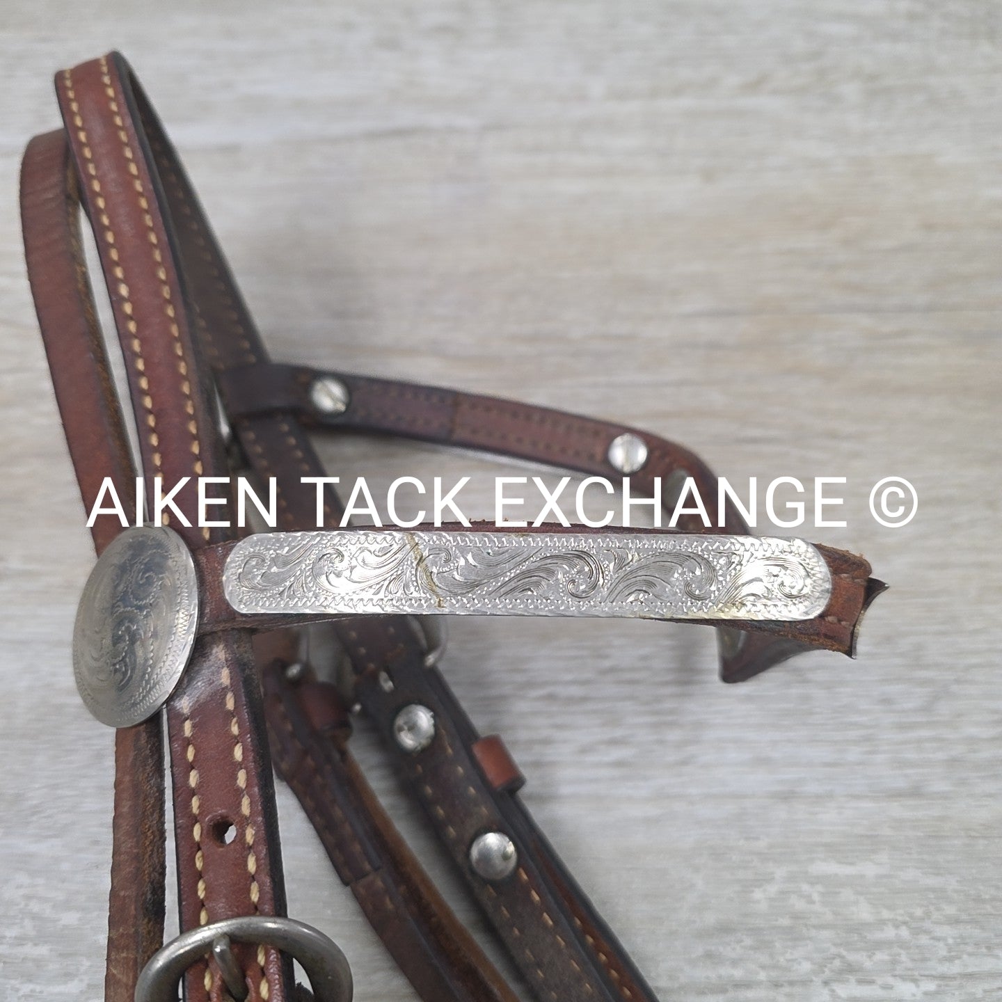 Tory Leather Silver V-Brow Western Headstall, No Reins