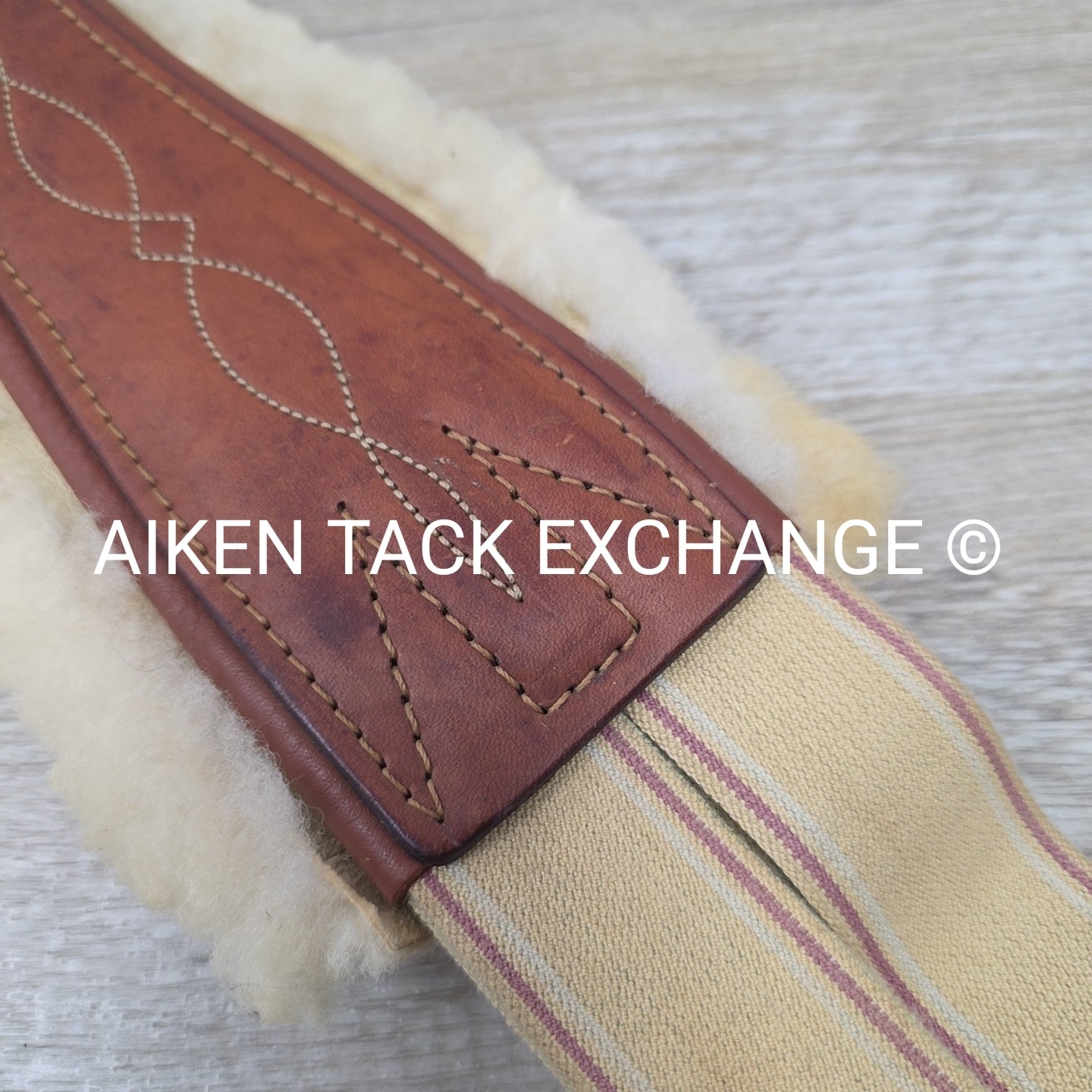 Edgewood Fancy Stitch Velcro Sheepskin Girth with Single End Elastic, Brown, 48"
