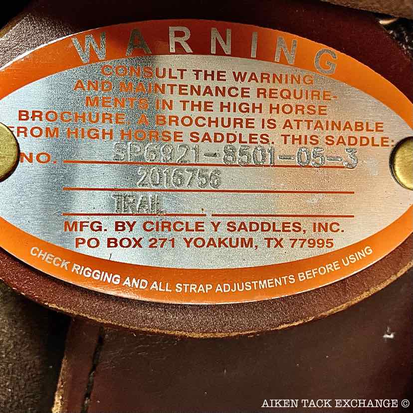 2016 Circle Y High Horse 6921 Driftwood Cordura Trail Western Saddle, 15" Seat, Wide Tree - Full QH Bars